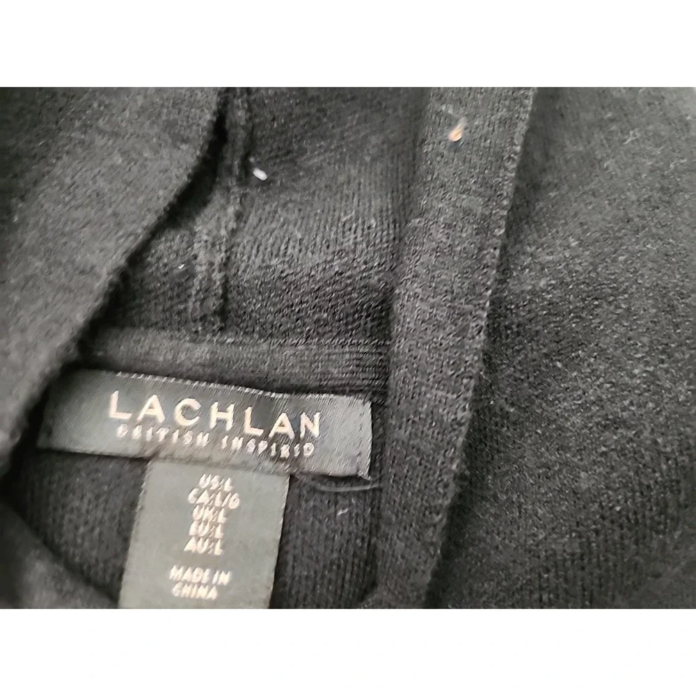 Lachlan Hoodie Sweater Mens L Black Knit Pullover Long Sleeve Preppy Casual